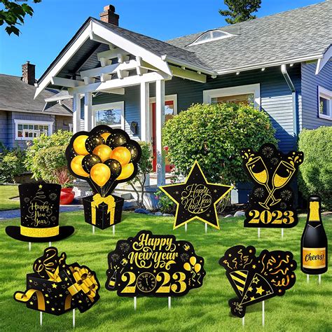 8 Pieces Large Happy New Year Yard Signs 2023 Outdoor