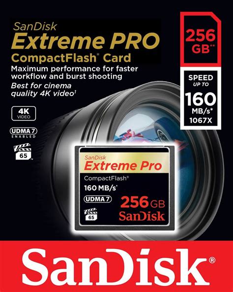 Sandisk 256gb Extreme Pro Cf Compactflash Memory Card 160mbs