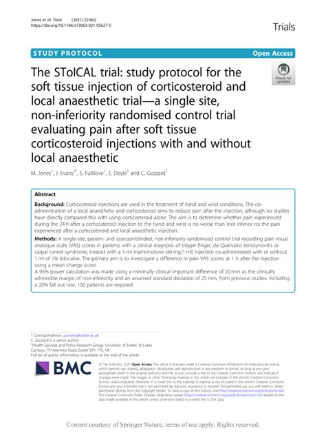 Pdf The Stoical Trial Study Protocol For The Soft Tissue Injection