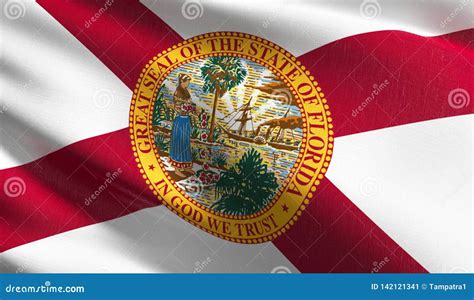 Florida State Flag In The United States Of America Usa Blowing In The