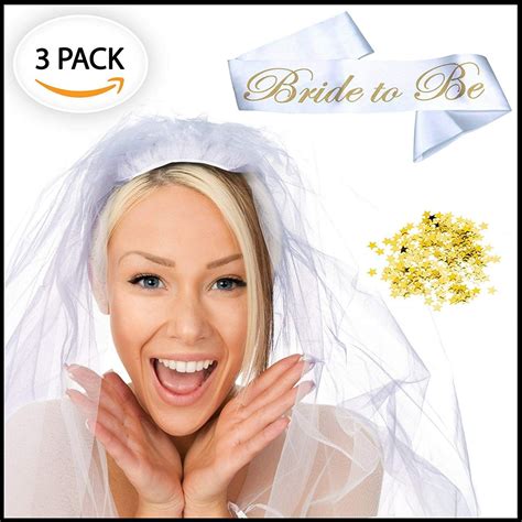 Bride To Be Sash Bridal Veil And Gold Confetti Set Of 3 Perfect Bridal Shower Party