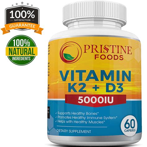 Pristine Foods Vitamin D3 5000 Iu With K2 Mk7 Formula Bone Heart