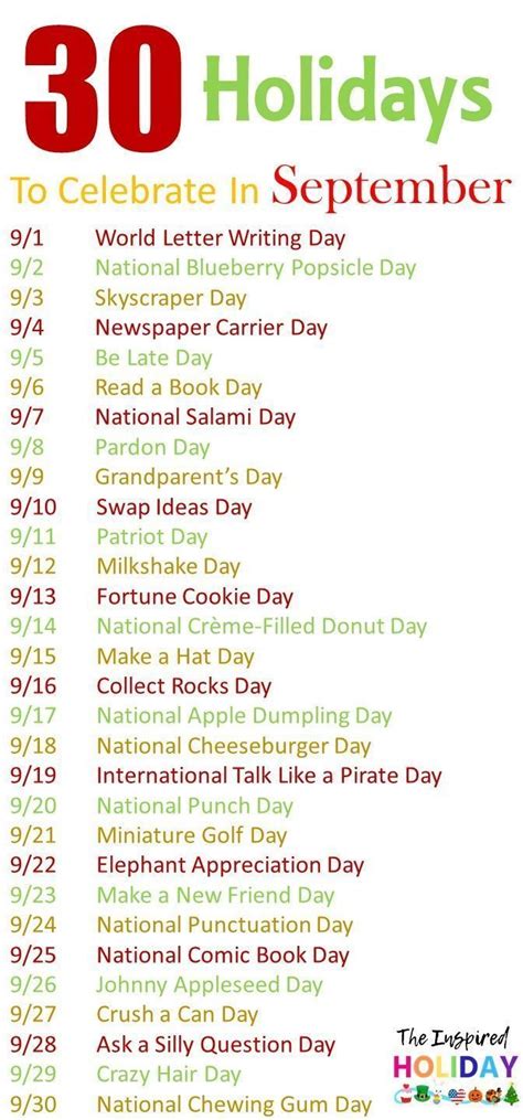 These dates may be modified as official changes are announced, so please check back regularly for updates. Fun and Unique September Holidays to Celebrate with your ...