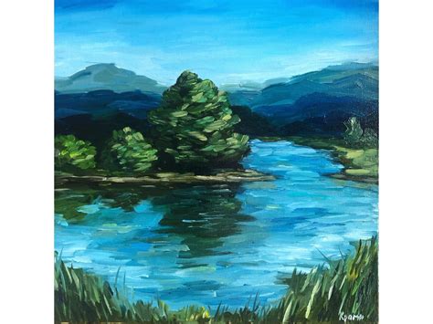 Lake Oil Painting Lake Landscape Oil Painting Mountain Lake Etsy Uk