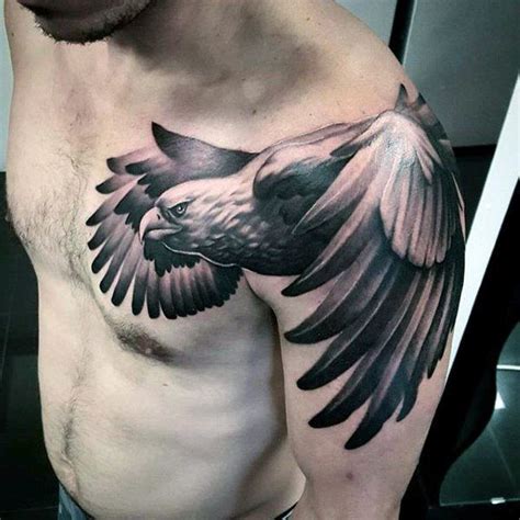 41 Eagle Wings Chest Tattoos For Men