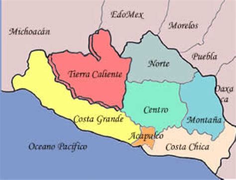 Mapa Del Estado De Guerrero Con Sus Regiones Brainlylat