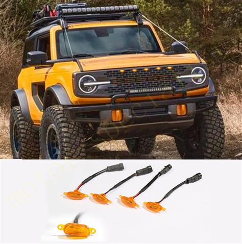 5pcs Front Grille Led Amber Light Raptor Style Grille Cover For Ford
