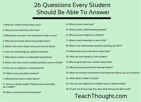 26 Questions To Ask Your Students On The First Day Of School High