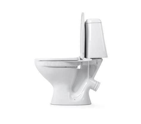 Side View Open Toilet Bowl Isolated On White Background File Contains