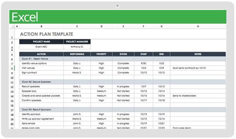 Action Plan Excel Template Download