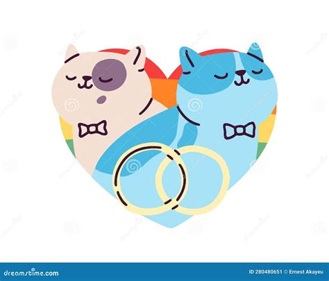 Lgbt Love Homosexual Mariage Gay Wedding Concept Cute Happy Romantic Cats Married Lgbtq