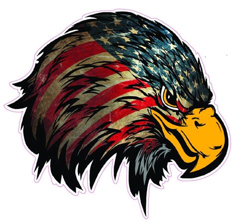 Weathered American Flag Eagle Head Version 2 Decal Nostalgia Decals Patriotic Vinyl Graphics