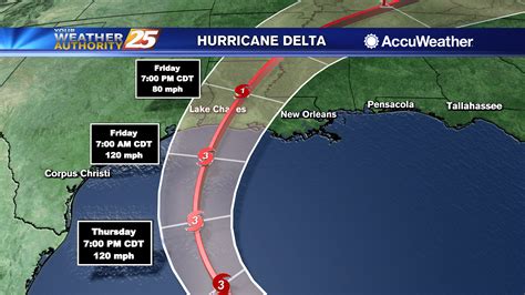 Tracking Hurricane Delta Forecast Cone Shifts West As Of Wednesday