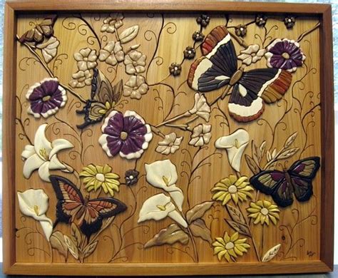 Custom Intarsia Wood Art Butterfly Garden Intarsia Wood Wood Art