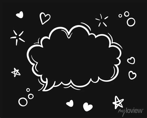 Doodle Black And White Hand Drawn Sketch Speach Bubbles Vector Wall