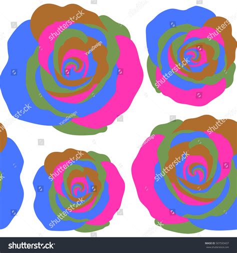 Blue Rose Flowers Seamless Pattern Stock Illustration 507593437
