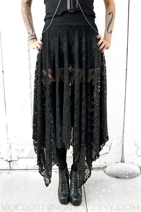 Witchy Black Lace Long Sheer Maxi Skirt Sheer Maxi Skirt Black Lace