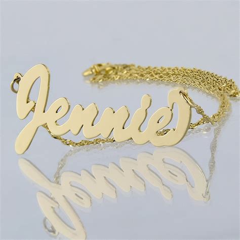 Small Solid 10k Or 14k Gold Personalized Name Necklace Laser Cut