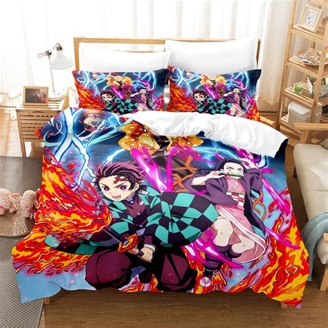Nezuko Kamado 3d Anime Bedding Set Duvet Covers Pillowcases Bedclothes Home Textile Cartoon