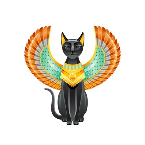 Premium Vector Egyptian Cat Bastet Goddess Black Cat With Scarab