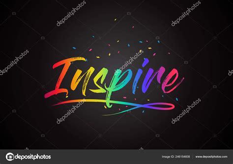 Inspire Word Text Handwritten Rainbow Vibrant Colors Confetti Vector