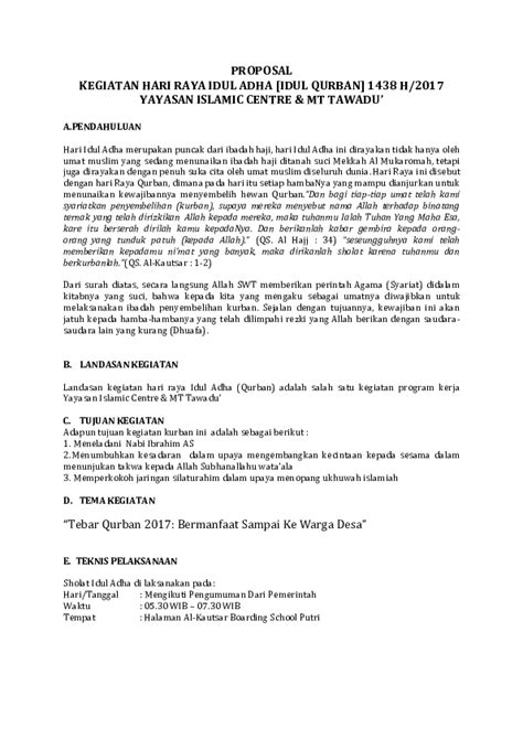 (DOC) PROPOSAL KEGIATAN IDUL ADHA.docx | choirul hisyam - Academia.edu