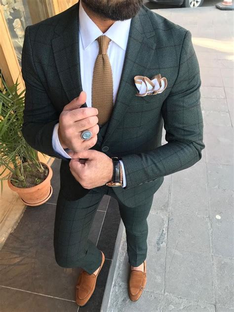 owen green plaid slim fit suit brabion designer suits for men wedding suits groom slim fit