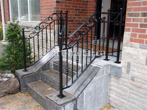Metty metal handrails for outdoor steps,3 step handrail fits 1 to 3 steps mattle wrought iron handrail stair rail with installation kit hand rails for outdoor steps(black). Metal Exterior Stair Railings: Safe Steps and Handrails