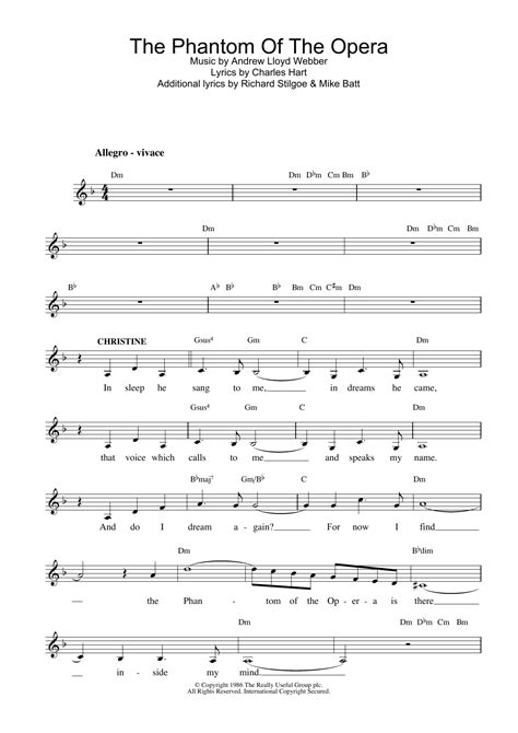 If you have any specific feedback about how to improve this music sheet, please submit this in the box below. The Phantom Of The Opera | Sheet Music Direct