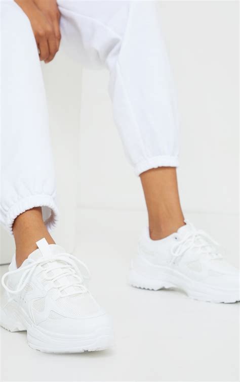 White Contrast Mesh Sneakers Shoes Prettylittlething Aus