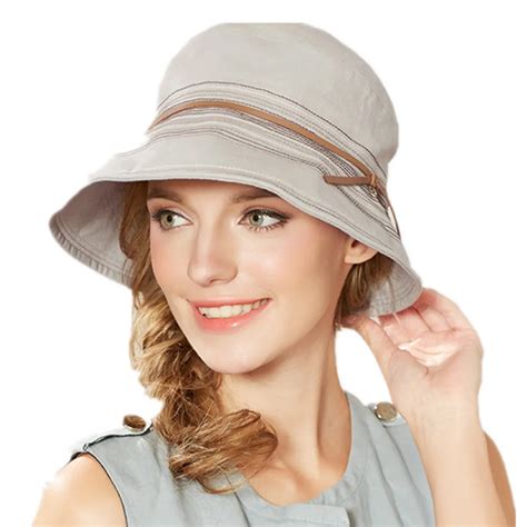 Kenmont Bucket Hat Caps Cotton Hemp Women Lady Girl Summer Solid Color Wide Brim Sun Cotton