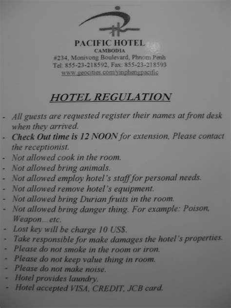 Hotel Rules And Regulations For Guests Template