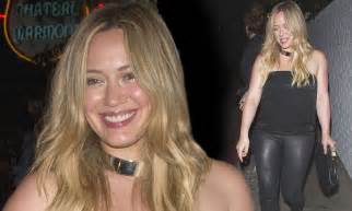 Radiant New Mum Hilary Duff Parties In Leather Trousers As She Enjoys A