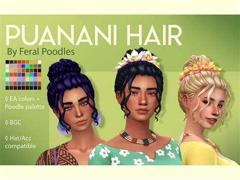 Feralpoodles Puanani Hair Sims 4 Sims Sims Hair