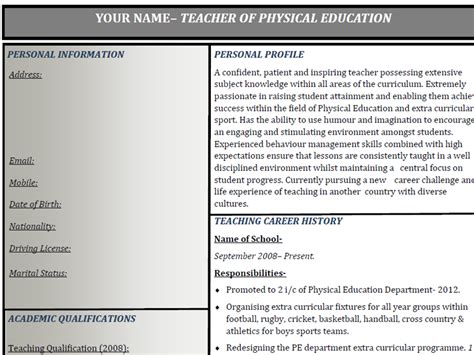 It is a document intended to highlight education and accomplishments in order to persuade consult others in your field to determine if you need to describe your teaching responsibilities or simply list the courses. Teacher Curriculum Vitae template | Teaching Resources