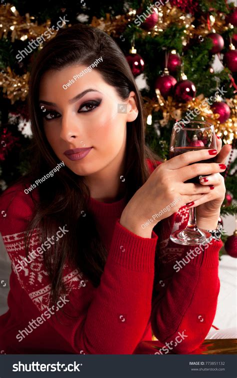 Beauty Young Girl Red Wine Glass Stock Photo 773851132 Shutterstock