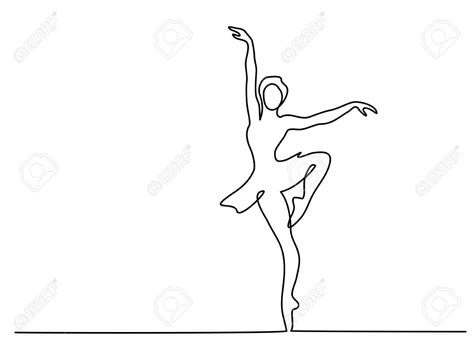Continuous Line Art Drawing Ballet Dancer Ballerina Vector Royalty