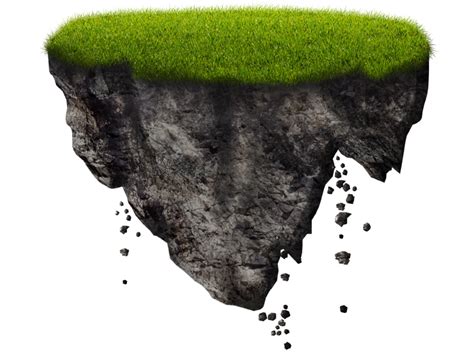 Floating Island With Falling Rocks Png Free Image Isolated Objects