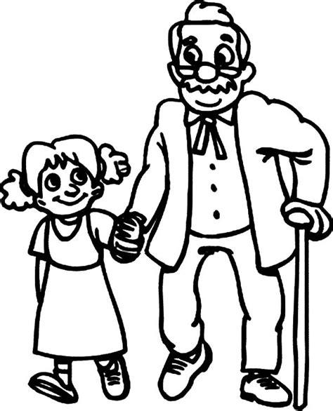 Walking With Oldies Helping Others Coloring Pages Coloring Sky