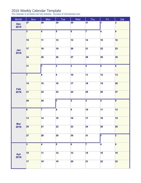 Blank Weekly Calendar Templates PDF Excel Word ᐅ TemplateLab