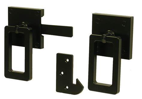 Entry pull handle set in matte black finish. The Modern Gate Latch with Rectangular Handle is a modern ...