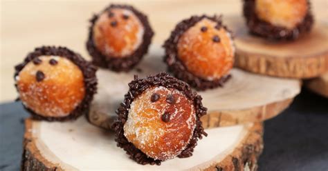 To make a hole, simple place a circular object into the center of the dough and press down on it to cut the hole out. Hedgehog Doughnut Holes | Dessert Recipes With Canned Biscuit Dough | POPSUGAR Food Photo 7