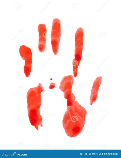 Bloody Handprint Isolated On White Background Stock Photo Image Of