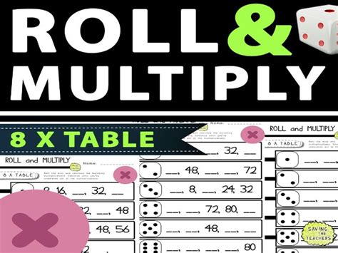 Roll And Multiply Multiplication Dice Game 8 Times Table Teaching