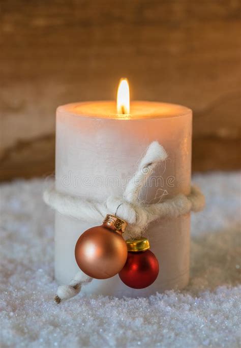 Christmas Candle On Snow Stock Image Image Of Candle 102626825