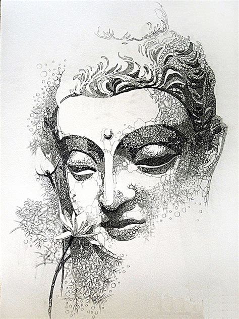 Панно Диптих Почти монохром Buddha Art Drawing Buddha Art Painting