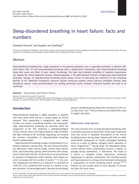 Pdf Sleep Disordered Breathing In Heart Failure Facts And Numbers