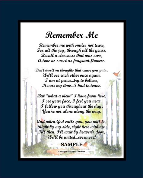Remember Me Father Sympathy Poem Husband Remembrance Poem Etsy