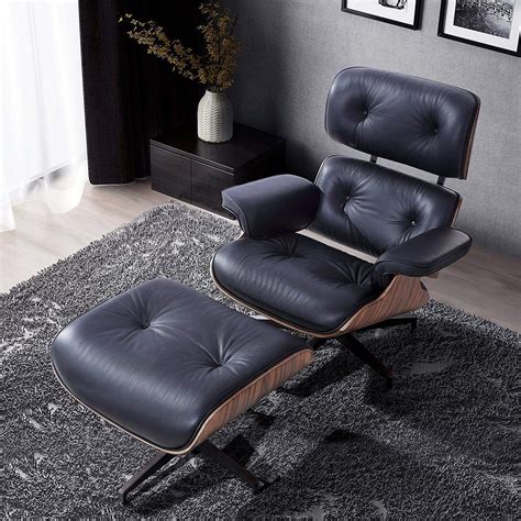 Buy Modern Sources Mid Century Recliner Lounge Chair With Ottoman Real Wood Genuine Italian