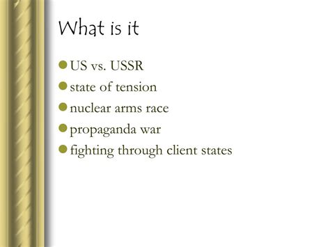  a period of tension and hostility between the usa and the former soviet union from  no actual fighting. PPT - The Cold War (1945-1991) PowerPoint Presentation ...